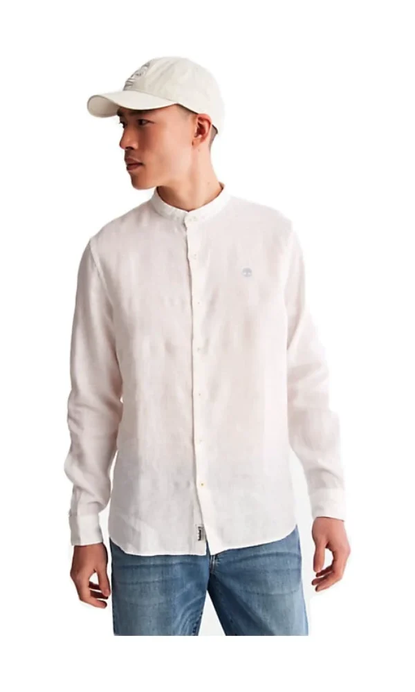 A2DC1 1001 LS LINEN KOREAN SHIRT WHITE