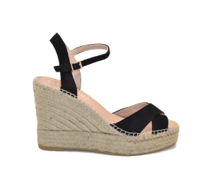 ALBA25 ESPADRILLES SANDALO CON TACCO ANTE NEGRO