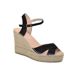 ALBA25 ESPADRILLES SANDALO CON TACCO ANTE NEGRO
