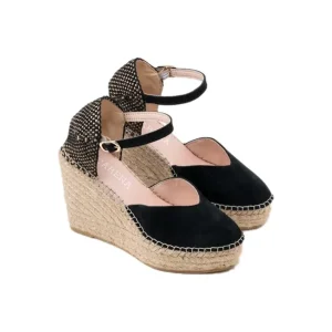 ALBA6 ESPADRILLES SANDALO CON TACCO SERRAJE NEGRO