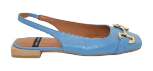 BALLERINA IN PELLE AZZURRA CON CINTURINO