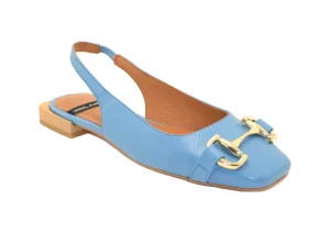 BALLERINA IN PELLE AZZURRA CON CINTURINO