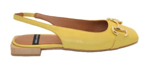 BALLERINA IN PELLE GIALLA CON CINTURINO
