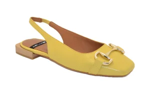 BALLERINA IN PELLE GIALLA CON CINTURINO