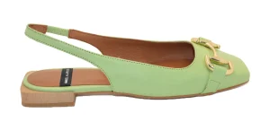 BALLERINA IN PELLE VERDE CON CINTURINO