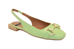 BALLERINA IN PELLE VERDE CON CINTURINO