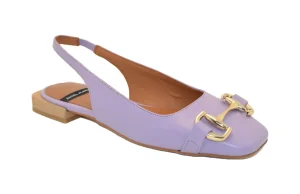BALLERINA IN PELLE VIOLA CON CINTURINO