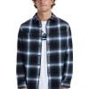 CAMICIA DNA FLANNEL BLUE WHITE BLACK CHECK