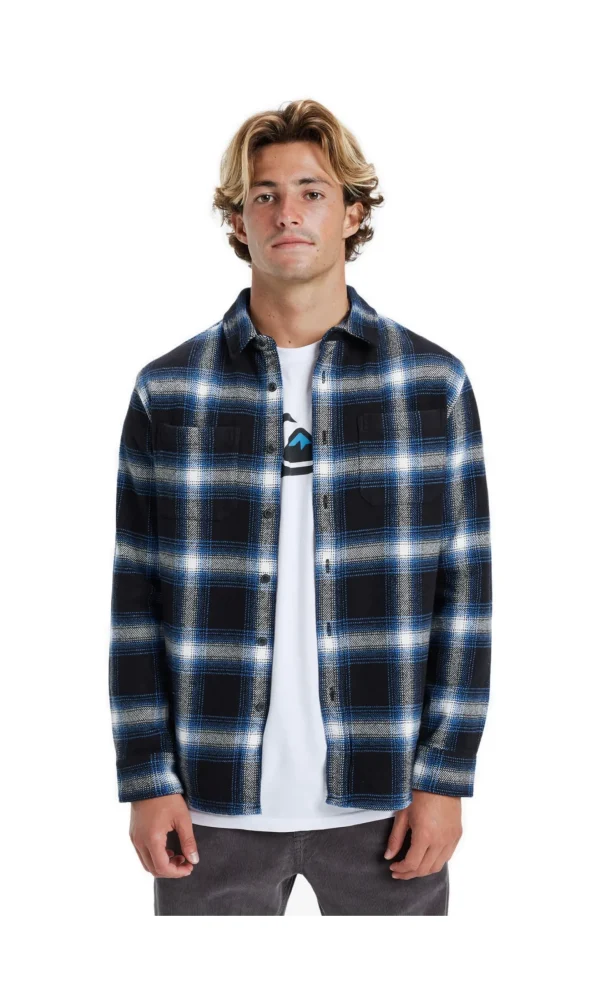 CAMICIA DNA FLANNEL BLUE WHITE BLACK CHECK