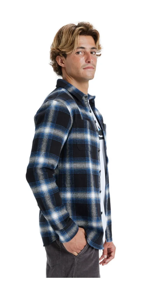 CAMICIA DNA FLANNEL BLUE WHITE BLACK CHECK