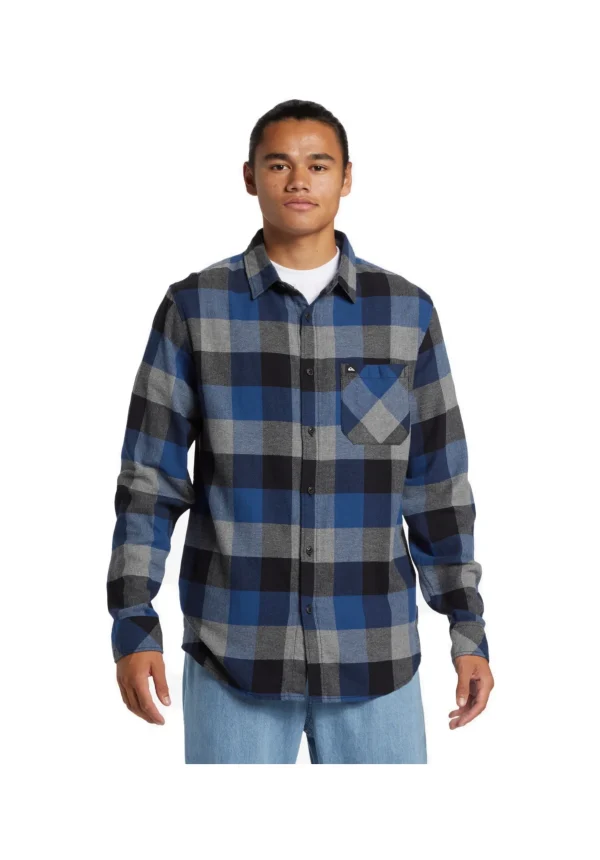 CAMICIA MOTHERFLY FLANNEL BLU GREY BLACK CHECK