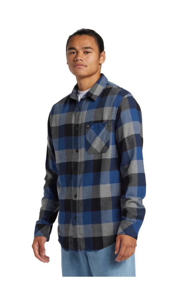 CAMICIA MOTHERFLY FLANNEL BLU GREY BLACK CHECK