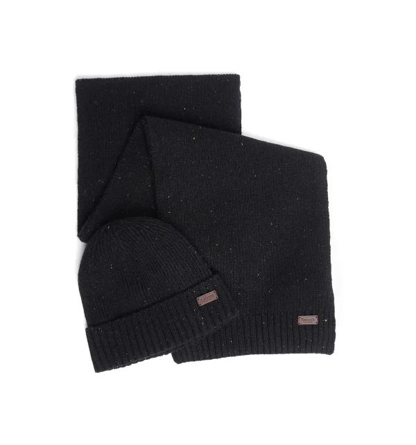 CARTON FLECK BEANIE AND SCARF GIFT SET BLACK