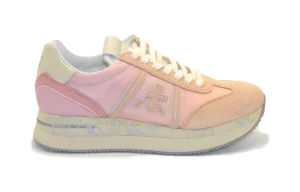 CONNY 6673 bianco rosa camoscio tessuto