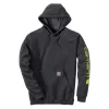 FELPA LOOSE FIT SLEEVE LOGO HOOD CARBON HEATHER