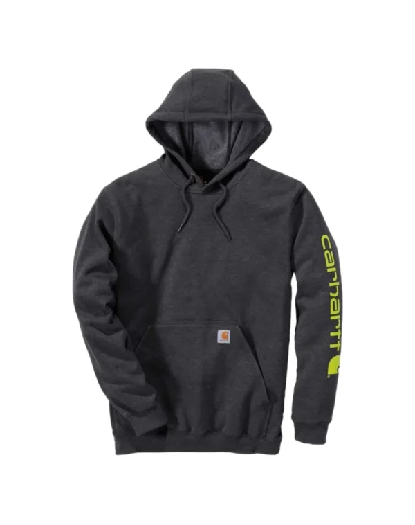 FELPA LOOSE FIT SLEEVE LOGO HOOD CARBON HEATHER