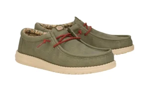 HEY DUDE WALLY WAXED CANVAS MAN OLIVE