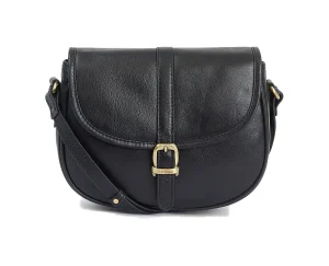 LAIRE MEDIUM LEATHER SADDLE BAG BLACK