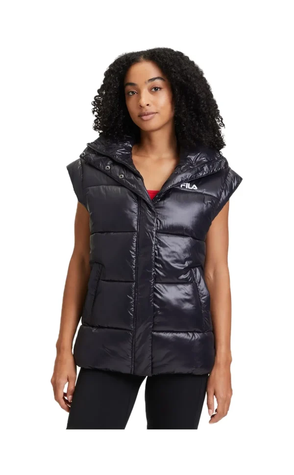 LUZK LONG PUFFER VEST BLACK WOMEN