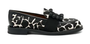MOCASINI CAROL HORSY ANIMALIER BIANCO NERO CON ACCESSORIO