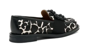 MOCASINI CAROL HORSY ANIMALIER BIANCO NERO CON ACCESSORIO