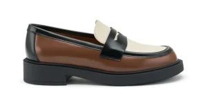 MOCASINI IN PELLE SPAZZOLATA TRICOLORE