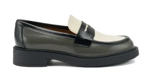 MOCASINI IN PELLE SPAZZOLATA TRICOLORE GREY NERO