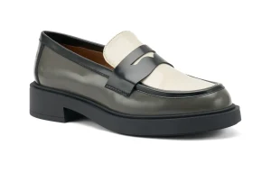 MOCASINI IN PELLE SPAZZOLATA TRICOLORE GREY NERO
