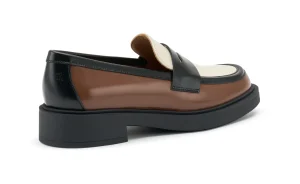 MOCASINI IN PELLE SPAZZOLATA TRICOLORE