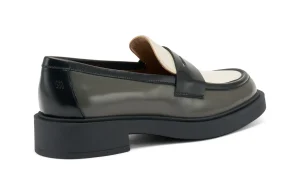 MOCASINI IN PELLE SPAZZOLATA TRICOLORE GREY NERO