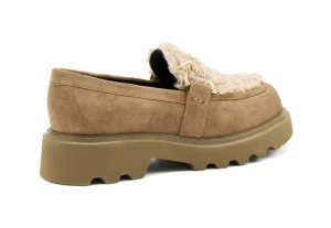 Mocassino con inserti in teddy BEIGE