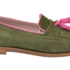 MOCASSINO IN CAMOSCIO OLIVE NAPPA FUXIA 072-10844 D0520006-692