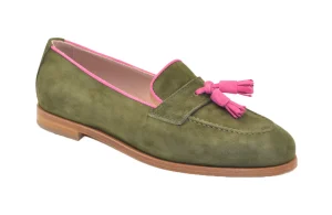 MOCASSINO IN CAMOSCIO OLIVE NAPPA FUXIA 072-10844 D0520006-692