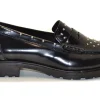 MOCASSINO IN PELLE ABRASIV LUXOR NERO CON BORCHIE