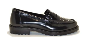 MOCASSINO IN PELLE ABRASIV LUXOR NERO CON BORCHIE