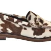 MOCASSINO IN PELLE E CAVALLINO MUCCA BIANCO MARRONE
