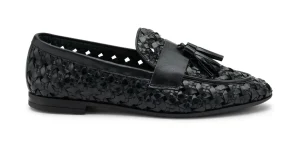 MOCASSINO IN PELLE INTRECCIATA CON NAPPINA NERO 95F6
