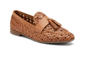 MOCASSINO IN PELLE INTRECCIATA CON NAPPINA COGNAC CUOIO 95F6
