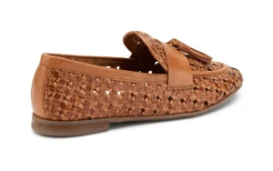 MOCASSINO IN PELLE INTRECCIATA CON NAPPINA COGNAC CUOIO 95F6