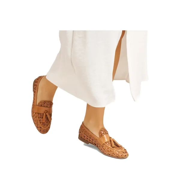 MOCASSINO IN PELLE INTRECCIATA CON NAPPINA COGNAC CUOIO 95F6
