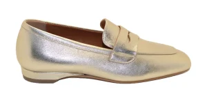 MOCASSINO LEA IN CUOIO VITELLO LAMINATO PLATINO