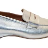 MOCASSINO LEA IN CUOIO VITELLO LAMINATO ARGENTO