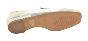 MOCASSINO LEA IN CUOIO VITELLO LAMINATO ARGENTO