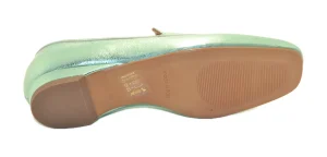 MOCASSINO LEA IN CUOIO VITELLO LAMINATO VERDE ACQUA