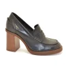 MOCASSINO VERA CON TACCO IN CUOIO VITELLO SIFUR NERO