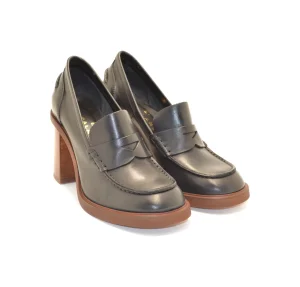 MOCASSINO VERA CON TACCO IN CUOIO VITELLO SIFUR NERO