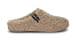 PANTOFOLE YORK CURLY BEIGE CAMEL