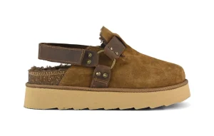 PLATFORM SABOT leather strap COGNAC