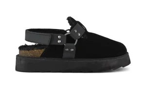 PLATFORM SABOT leather strap NERO