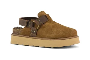 PLATFORM SABOT leather strap COGNAC